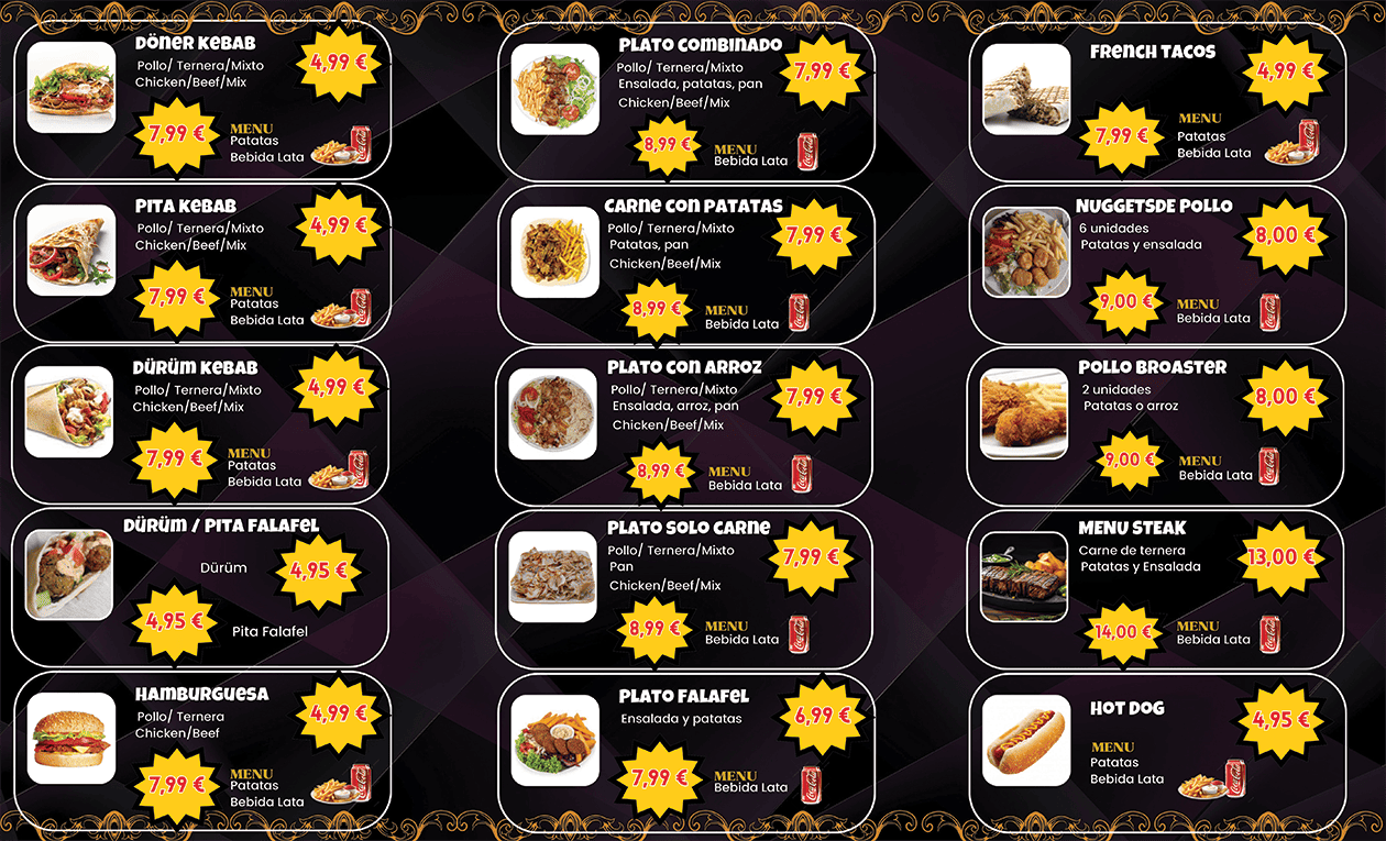 Turkish Kebab Grill House - Menu - Barcelona